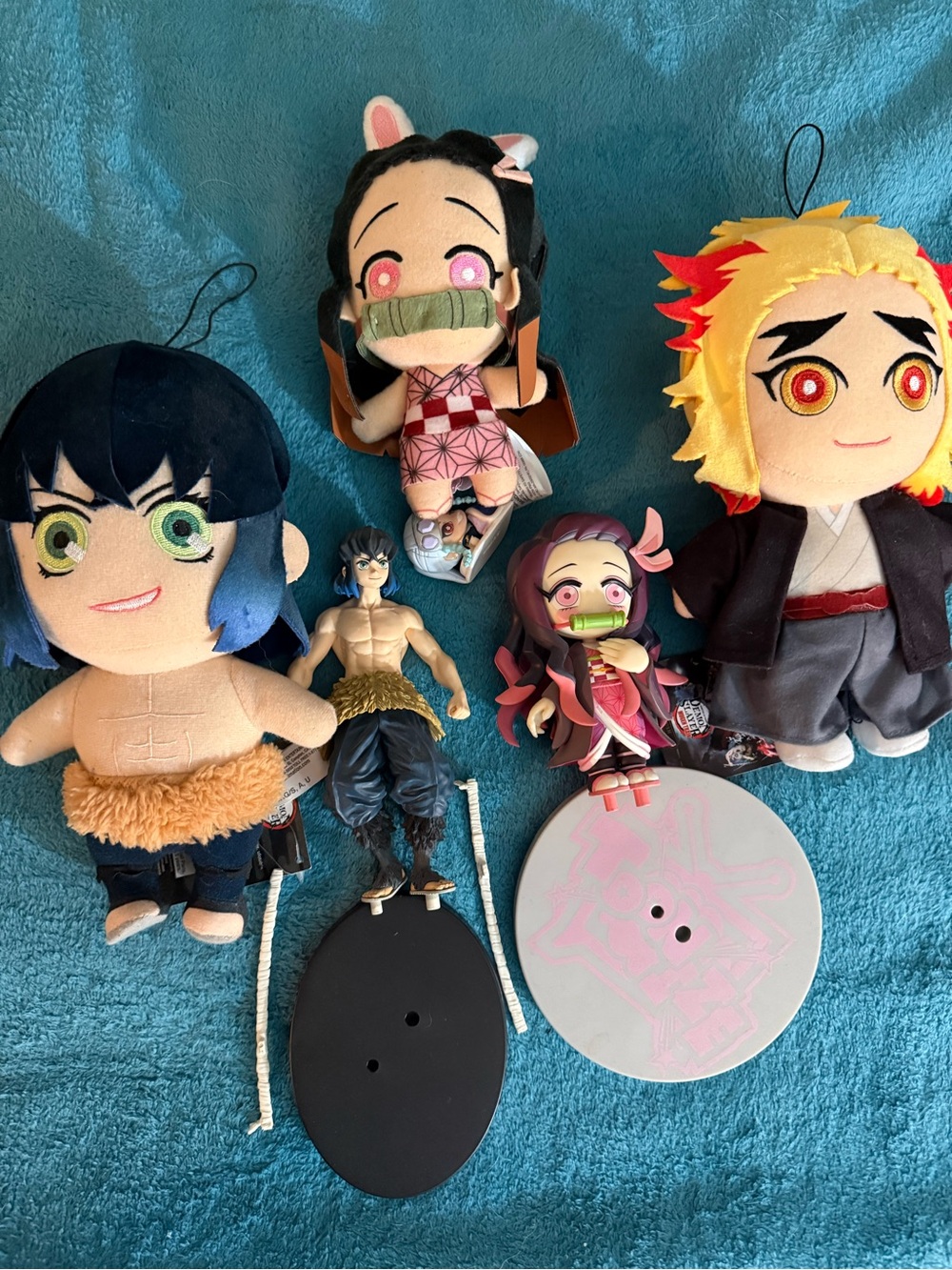 Demon Slayer Plushie and figure bundle nezuko inosuke tengen uzui senjuro